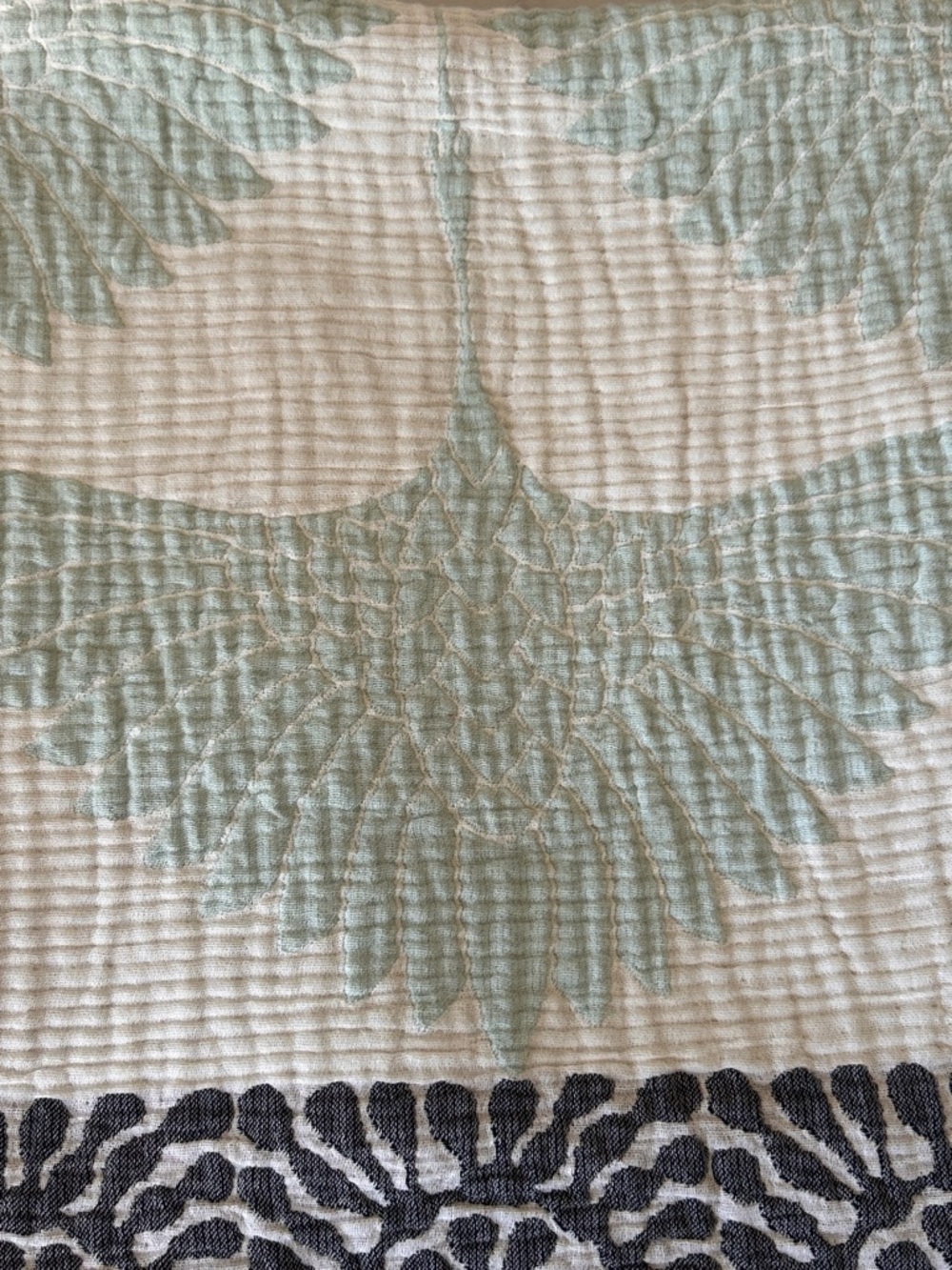 Modern Feathered Flock Woven Throw  Large 100% Luxury Cotton Milk Blue Green